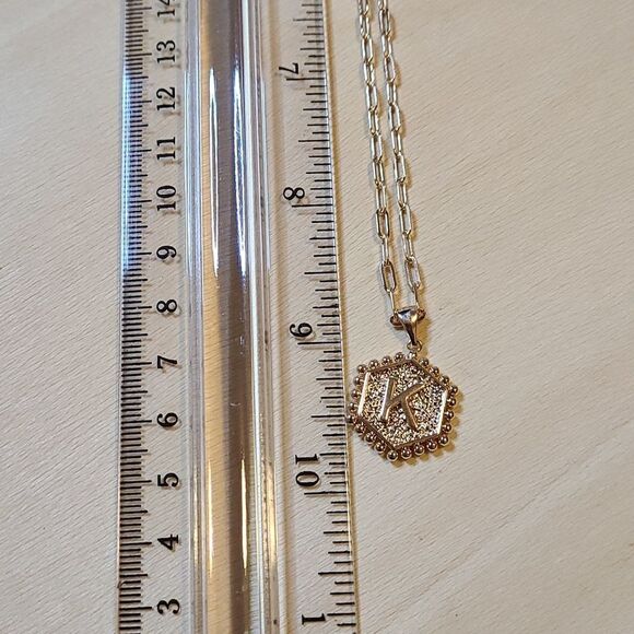 ⚠️Must Bundle⚠️ Fashion Jewelry "K" letter with 9-10in chain, gold plated. - Picture 1 of 4